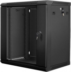 Lanberg | Rack cabinet 19" wall-mount 12U/600x450 (flat pack) with glass door | WF01-6412-10B | Black WF01-6412-10B | 5901969403138