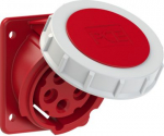 CEE-flanged socket 5x16A(3P+N+PE) 6h IP67 75x85 sloping red 4152-6F87 | 9003399770340