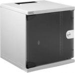 Digitus | 6U Wall Mounting Cabinet | DN-10-05U-1 | Grey | Safety class rating IP20; 200&deg; door opening angle; Lockable safety-glass door; 254 mm (10") profile rails mounted on the front side inside of the cabinet, galvanized; 254 mm (10") profile rail ...