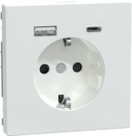 Socket with USB A and USB C, 2P+E, 16A, lotus white, D-life MEG2367-6035 | 4042811221034