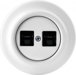 Data/Telecommunication/Antenna connection outlet, 2 gang, white, Decento 2CHK291018C4300 | 8592624037330