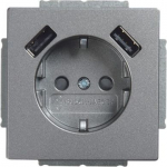 SCHUKO&reg; USB socket insert Safety Shutter with USB A/A grey metallic - Platform 63 2CKA002011A6275 | 4011395303764
