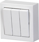 Surface mounting switch with screwless terminals. The terminals are for max 2 solid or rigid wires. Including switch insert, rocker, surface mounting frame and bottom. 2TKA00001849 | 6438199003566