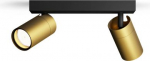 Ceiling/wall spotlight Idris, GU10, 2x5W, IP44, black and brass 929004104601 | 8720169299191