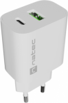 Natec Ribera USB Charger 1X USB-A + 1X USB-C 20W, White NUC-2396 | 5901969450156