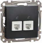 Telephone socket, Sedna Design & Elements, 2xRJ11, PRO, anthracite SDD114492 | 3606481467461