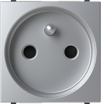 Color: Silver.   Rated voltage: 250 Vac.   Rated current: 16A.   Type E: 2P + E.   Shuttered for child safety.   Screwless terminals.   Size: 2 modules. 2CLA228760N1301 | 8427238229997