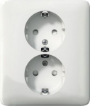 Double socket-outlet, Exxact, 2P + E, 16A, side earth, with shutter, white WDE002285 | 3606480203701