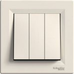 Switch, 3-gangs, with frame, cream, Asfora EPH2100123 | 3606481277091