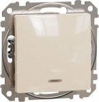 Push-Button, Sedna Design & Elements, 2-way, 10A, with blue locator, beige SDD112116L | 3606481478818