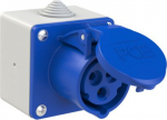 CEE-surface mounted socket 3x16A 6h IP44 75x75 blue 1xNippel 80113-6 | 9003399494628