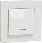 Switch, 1-gang, one-way, with frame, with indicator window, 10AX, white, Asfora EPH1400121 | 3606480525605