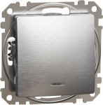 Switch 10AX brushed aluminium with blue locator LED Sedna Elements SDD170101L | 3606481480453