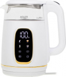 Adler Kettle with LED Display | AD 1305 | Electric | 2200 W | 1.7 L | Plastic | 360&deg; rotational base | White/Gold AD 1305WG | 5905575907844