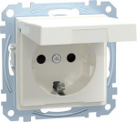 Socket-outlet with hinged lid, 2P+E, 16A, IP44, polar white, Merten System M MEG2414-0319 | 4042811141035