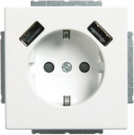 SCHUKO&reg; USB socket insert Safety Shutter with USB A/A studio white matt - Platform 63 2CKA002011A6277 | 4011395303788