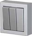 Surface mounting switch with screwless terminals. The terminals are for max 2 solid or rigid wires. Including switch insert, rocker, surface mounting frame and bottom. 2TKA00001851 | 6438199003580