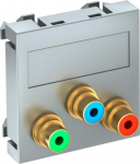 Media adapteris video tulpe 3x vietīgs, rozete-rozete 45x45mm, PC, alumīnija lakots 6105144 | 4012195899259