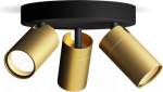 Ceiling/wall spotlight Idris, GU10, 3x5W, on a single plate, IP44, black and brass 929004104901 | 8720169299252