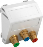 Media adapteris video tulpe 3x vietīgs, rozete-rozete 45x45mm, PC, dzidri balts, 9010 6105150 | 4012195899273