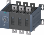 SENTRON, 3KC transfer switching equipment, manually operated, MTSE, size: 4, 3-pole, Iu: 630 A, Ue AC: 415 V, Ie at AC-33 B at 415 V: 500 A, Ie at AC-23 A at 690 V: 500 A, Screw mounting, front operating mechanism, at the left end, without handle, bu ...
