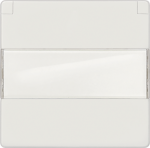 Cover for socket outlet, with spring flap, with label, 55x55mm, white, DELTA i-system 5UH1081 | 4001869233147