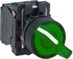 Illuminated selector switch, Harmony XB5, grey plastic, green handle, 22mm, universal LED, 2 positio XB5AK123M5 | 3389110903560