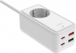 Fixed harging Strip power extension adapter with 2x USB-C and 2x USB, GaN III, 1.5m, PD 65W | FIXCS65-1.5-WH FIXCS65-1.5-WH | 8591680157372