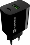 Natec Ribera USB Charger 1X USB-A + 1X USB-C 20W, Black NUC-2397 | 5901969450163