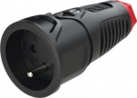 Rubber socket 250V AC, 3x16A (2P+E), IP20, TPE/PA6, Taurus2, black/red 2410-SRC | 9003399465451