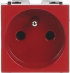 Color: Red.   Rated voltage: 250 Vac   Rated current: 16A   Type E: 2P + E   Shuttered for child safety   Screwless terminals.   Suitable to identify special circuits.   Size: 2 modules. 2CLA228760N7001 | 8427238193120