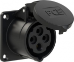 CEE-flanged socket 4x16A(3P+PE) 6h IP44 TT black 70x70 314-6TTX | 9003399280740