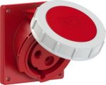 CEE-flanged socket 3x32A(2P+PE) 9h IP67 92x100 sloping red 4232-9 | 9003399140358