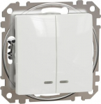 Two gang switch 10AX white with blue locator LED Sedna Design SDD111105L | 3606481478092