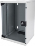 10&Prime; Wall-mounted switch cabinet 9U, depth: 30cm, gray, glass door DN-10-09U | 4016032445647