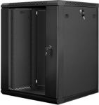 Lanberg | Rack cabinet 19" wall-mount 15U/600x600 (flat pack) with glass door | WF01-6615-10B | Black WF01-6615-10B | 5901969403190