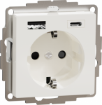 Socket outlet + USB A and USB C, 2P+E, 16A, polar white, Merten System M MTN2367-0319 | 3606489905866