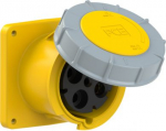 CEE-flanged socket 4x125A(3P+PE) 4h IP67 POWER TWIST 120x120 yellow 344-4 | 9003399295003