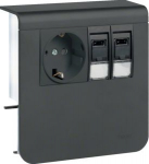 socket plinth socket-outlet + data outlet 2xCat.6A for SL 20x80mm graphite black SL200809209011 | 4012740895743