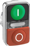 Green flush/red projecting illuminated double-headed pushbutton &Oslash;22 with marking. range of product: Harmony XB4 - product compatibility: integral LED - device short name: ZB4 - mounting diameter: 22 mm - operator profile: 1 flush - 1 projecting pushb ...