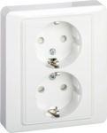 Double socket-outlet, Exxact, 2P + E, 16A, side earth, with shutter, screwless terminals, white WDE002186 | 3606480203718