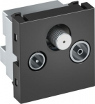 Antenas rozete Radio-TV-SAT 45x45mm, PC, pelēkmelna, 7021 6105284 | 4012196164769
