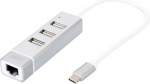 Digitus | USB Type-C 3-Port Hub + Fast Ethernet LAN Adapter | DA-70253 DA-70253 | 4016032385998