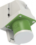 CEE-wall mounted plug 3x32A (2P+PE) 10h IP44 green with lid 523-10D