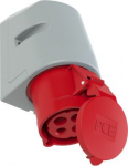 Wall mounted socket 4x32A (3P+PE) 6h IP44 TT, red 124-6TT | 9003399581779