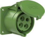 CEE-flanged socket 4x32A (3P+PE) 2h IP44 75x75 green 324-2F7 | 9003399046575
