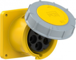 CEE-flanged socket 5x125A(3P+N+PE) 4h IP67 POWER TWIST 120x120 yellow 345-4