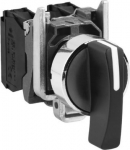 Black complete selector switch &Oslash;22 3-position spring return 2NO. range of product: Harmony XB4 - device short name: XB4 - fixing collar material: zamak - mounting diameter: 22 mm - shape of signaling unit head: round - contacts operation: slow-break  ...