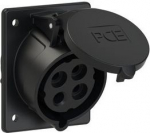 CEE-flanged socket 4x32A (3P+E) 7h IP44 black, sloping, 80x97 424-7 | 9003399660160