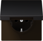 Socket outlet with lid, 16A/250V, grounded, without screw, dark aluminium, LS AL1520KLD | 4011377139848